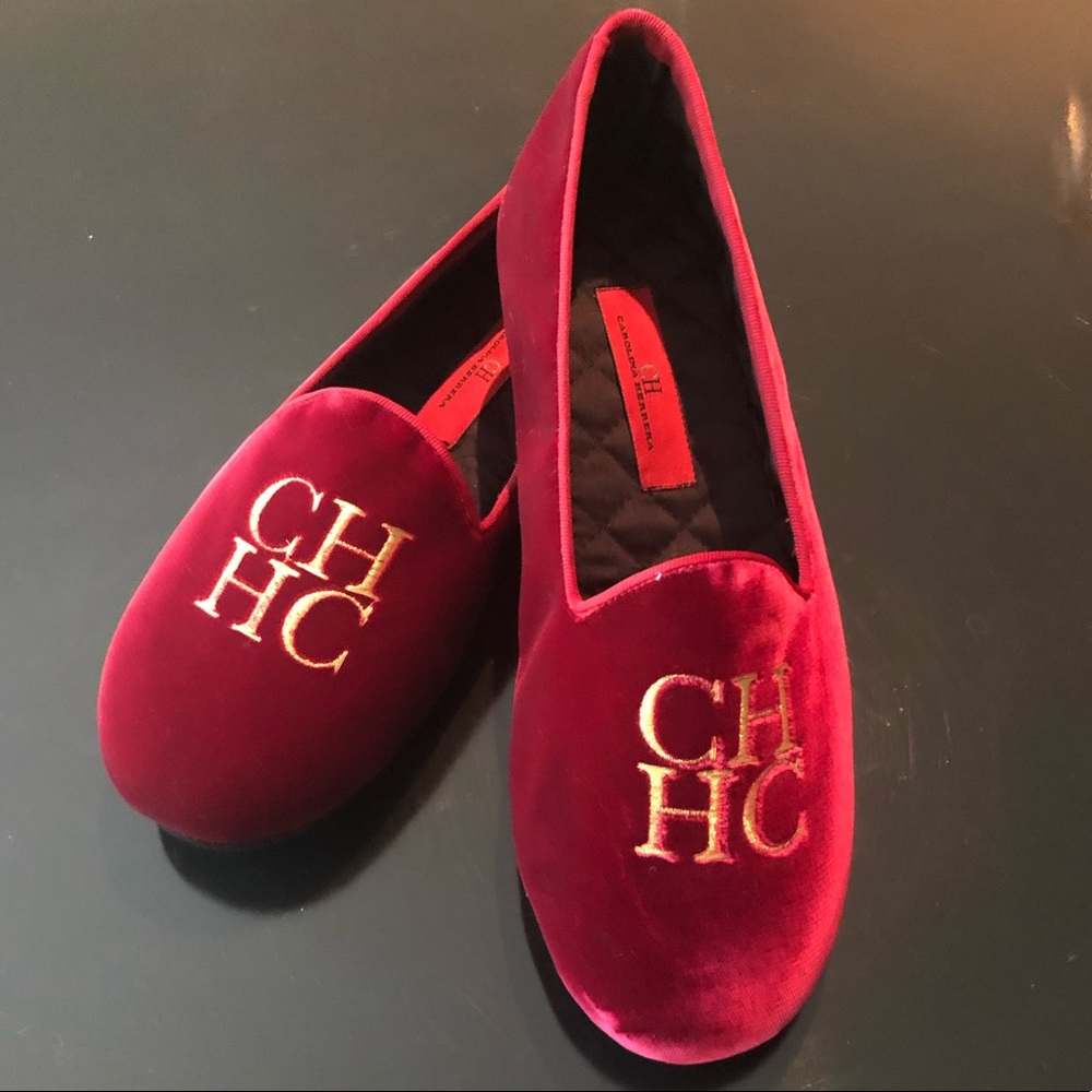 Men’s Carolina Herrera Red Velvet Slippers